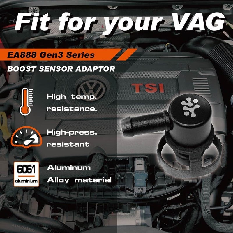 Shadow Boost Pressure Adapter for EA888 GEN3 2.0 TSI Audi A3 A4 S3 VW Golf Mk7 Gti TT Tiguan Arteon T-Roc Skoda Superb Octavia Kodiaq Seat Porsche Macan Turbo Boost Tap Adaptor - Image 2